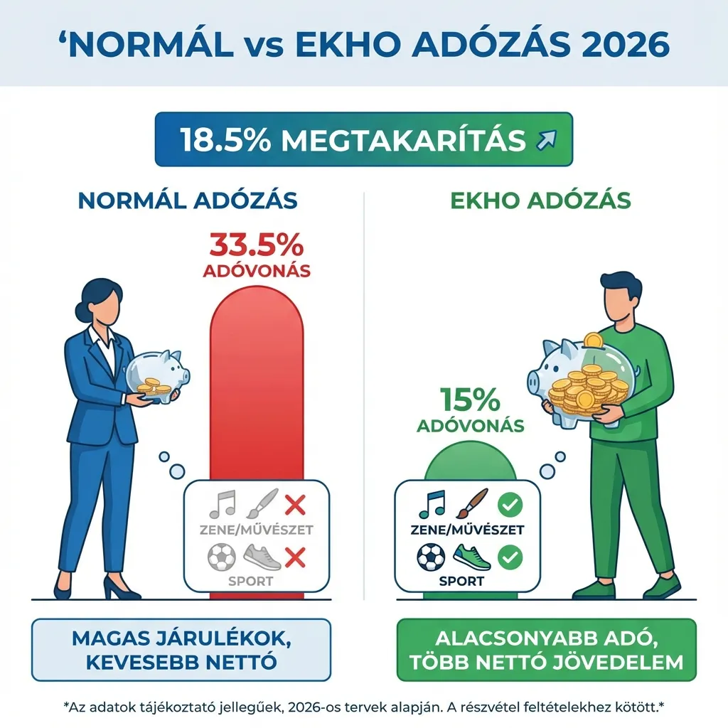 EKHO vs Normál Adózás Infografika 2026