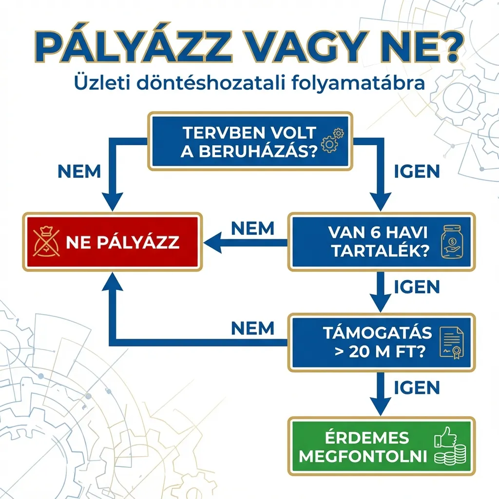 Döntési fa: pályázz vagy ne? Pályázz vagy ne infographic 2026