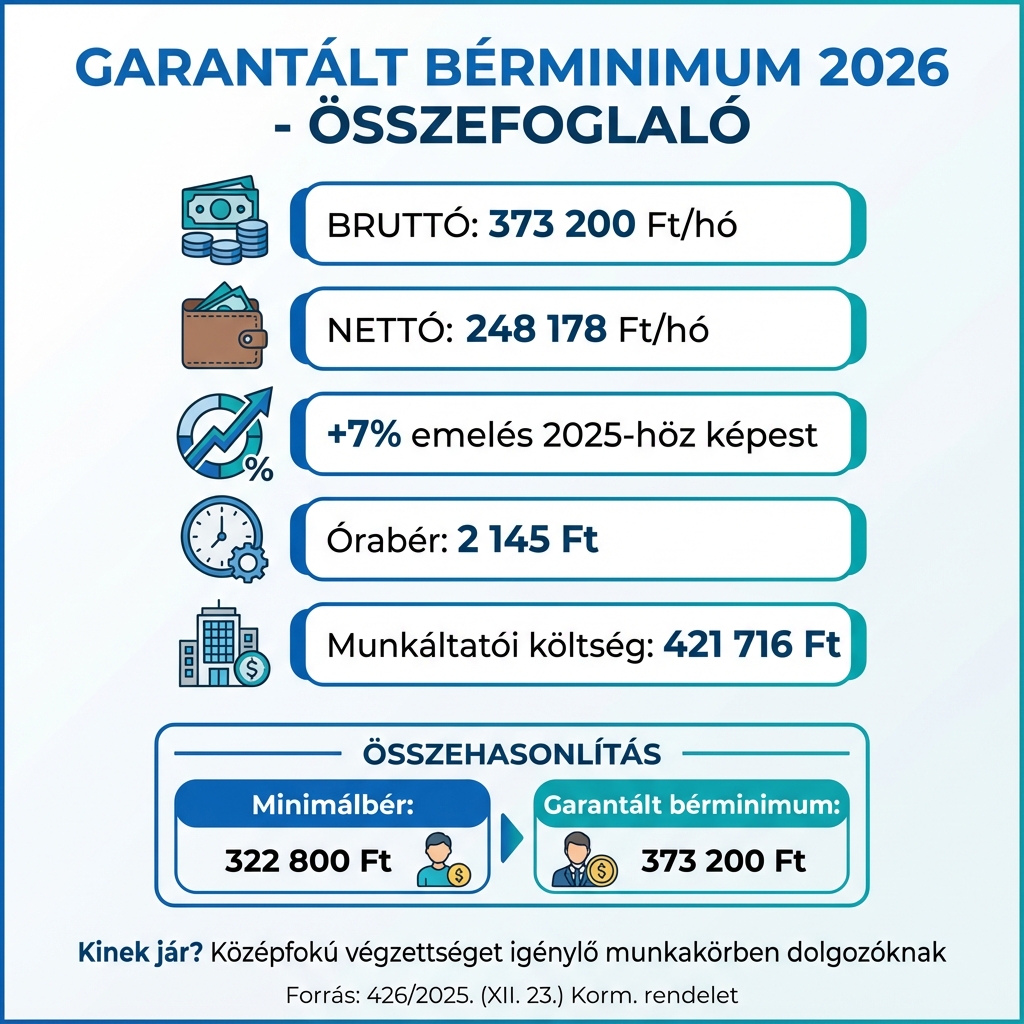 Garantált Bérminimum 2026 Infografika